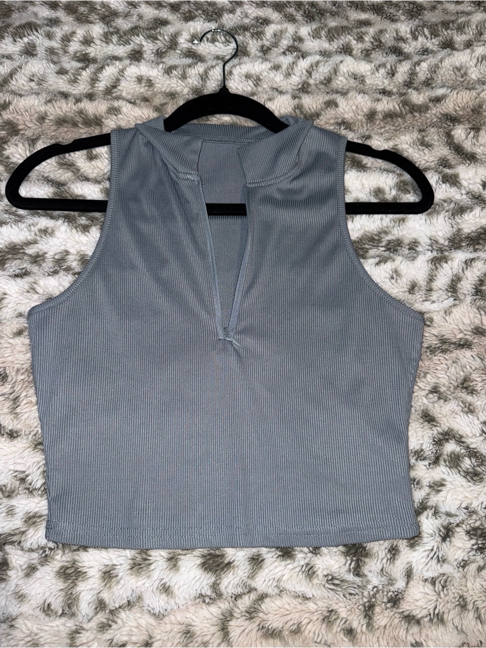 SHEIN Ribbed Sleeveless Tank Top - Gray